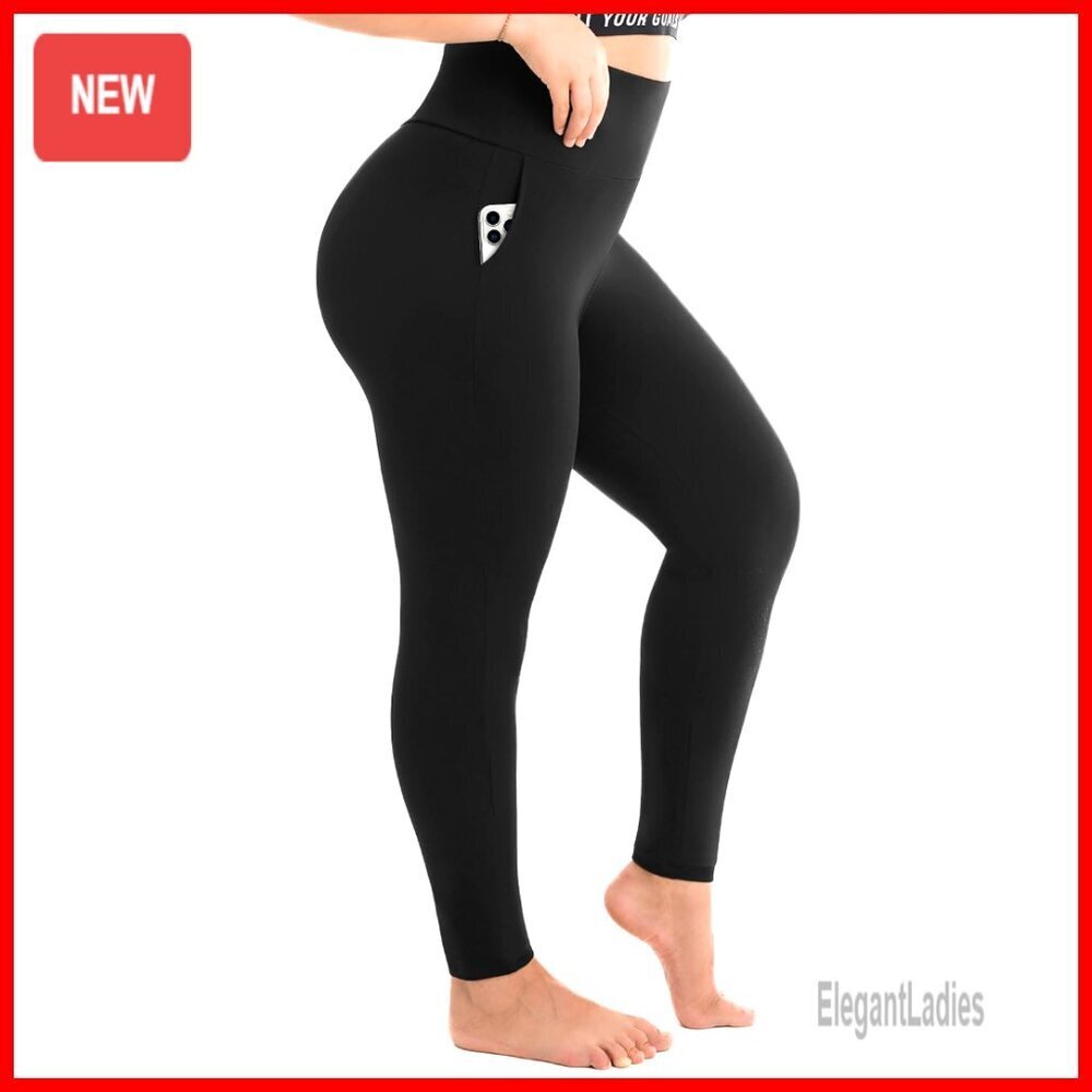Plus Size High Waisted Leggings with Pockets for Gym Workout Stretchy